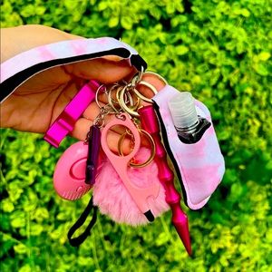 Pink marble safety keychain
